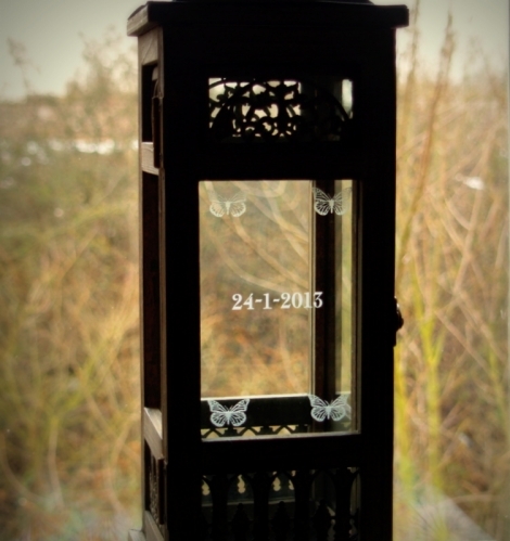 Tall Wooden Lantern - Engraved by Frosted Lime Ltd