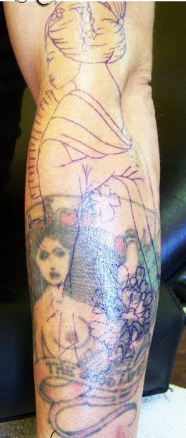 West Coast Tattoos' Cover-up work by Blan. Before