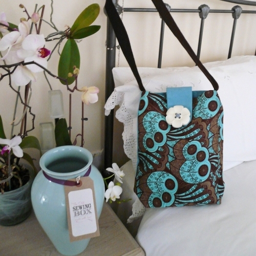 Handmade Unique Messenger Style Handbag in Turquoise Blue and Deep Brown, Paisley Print Handmade Unique Messenger Style Handbag in Turquoise Blue and Deep Brown, Paisley Print