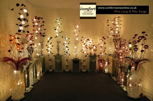 Table and Floor Wire Lamps & Mirrored Pillars - - www.comfortzoneonline.co.uk