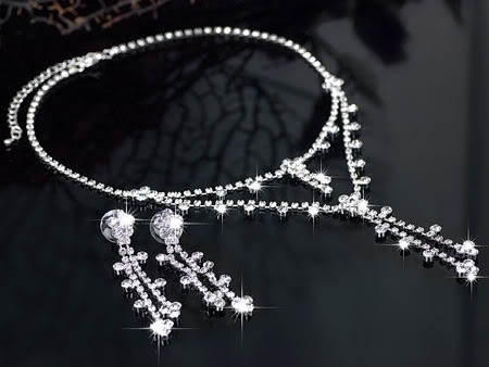 Dr048 Rhinestone Necklace Drop Set Elegant Jewelry 4
