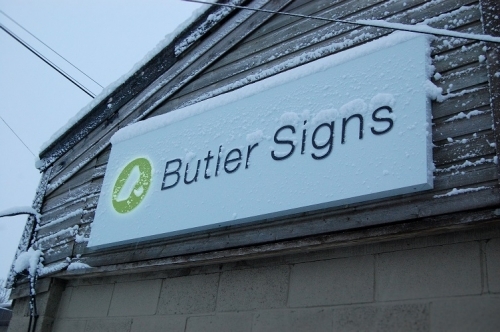 Butler Signs in the Snow