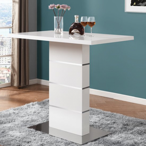 Parini Wooden High Gloss Bar Table In White