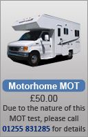 Call 01255 831285 for Motorhome Mot, they require more time to do than a car to test. Thanks..