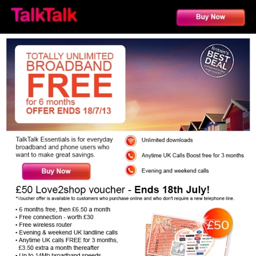 TalkTalk email creative designed by Ginger Nut Media. See more on our website.