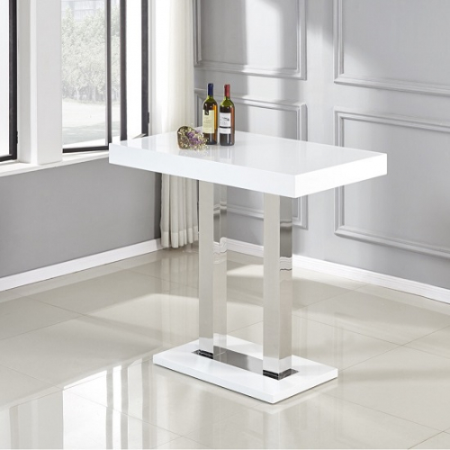 Caprice Rectangular High Gloss Bar Table In White