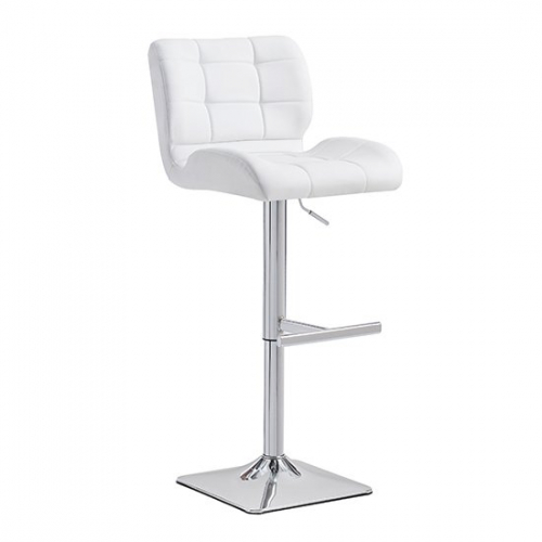Candid Bar Stool In White Faux Leather With Chrome Plated Base