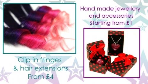 Handmade Jewellery, Accessories, Clip in Fringes and Hair Extensions