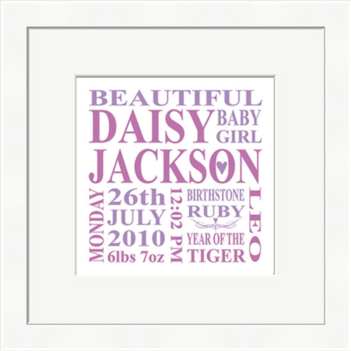 Personalised WordArt for Birth or Child's Birthday