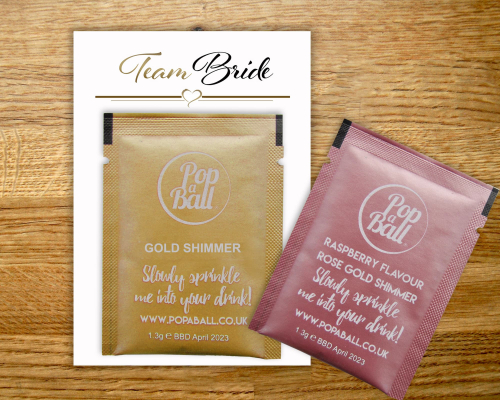 Team Bride Hen Party drink shimmer favours, gold or pink, unique hen party gifts everyone will love, hen do party gifts