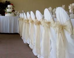 Gold Sash with White Chair Covers