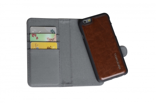 Buckswell iPhone 6 wallet case - 2 in 1 – wallet cover and magnetic detachable case - dark brown