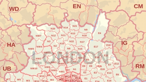 550px London Post Town Map Svg