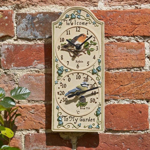 Bird Wall Clock/Thermometer