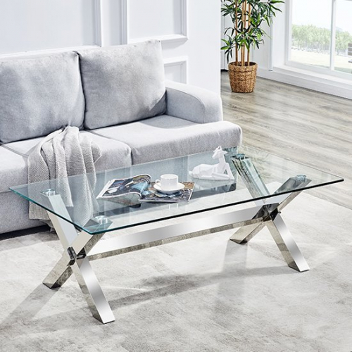 Crossley Rectangular Coffee Table In Clear Glass