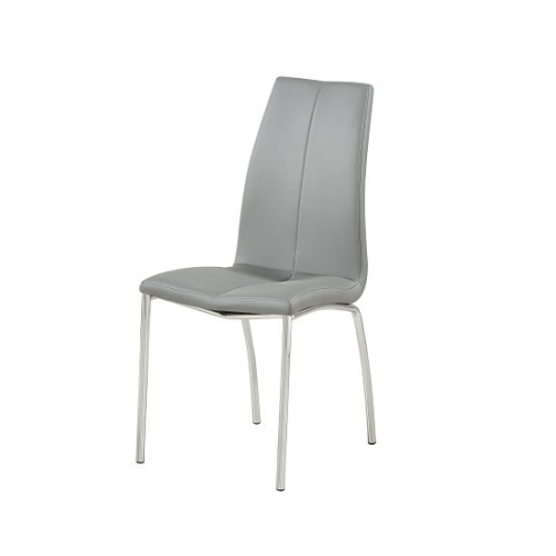 Opal Dining Chair In Grey Faux Leather With Chrome Base
