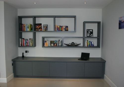 Contemporary display cabinet finished in Ral 7005 grey