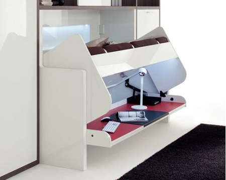 Unique, Space Saving Single Wall Bed with Desk.