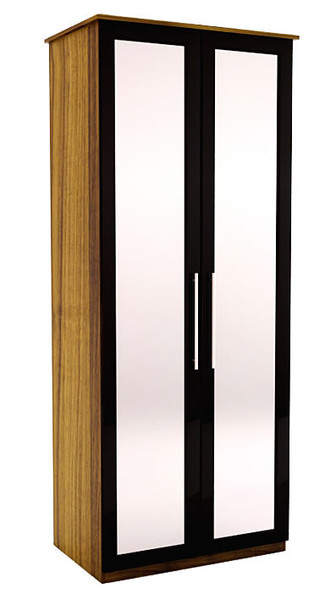 Belmont Black Gloss Tiepolo Double Wardrobe with Mirrors (1000mm Wide)