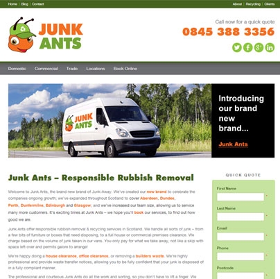 Junk Ants Website for Easy Online Booking