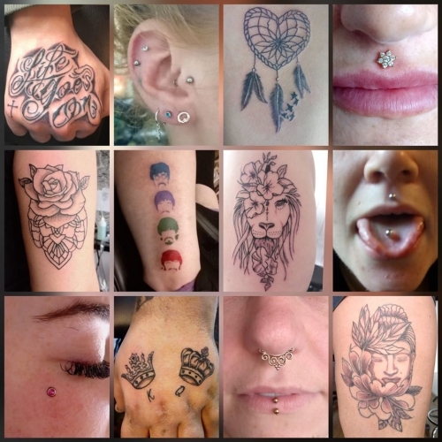 Work Collage Picture Of Tattoos And Piercings