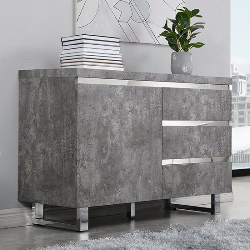 Sydney Small Sideboard In Concrete Effect 1 Door And 3 Drawers