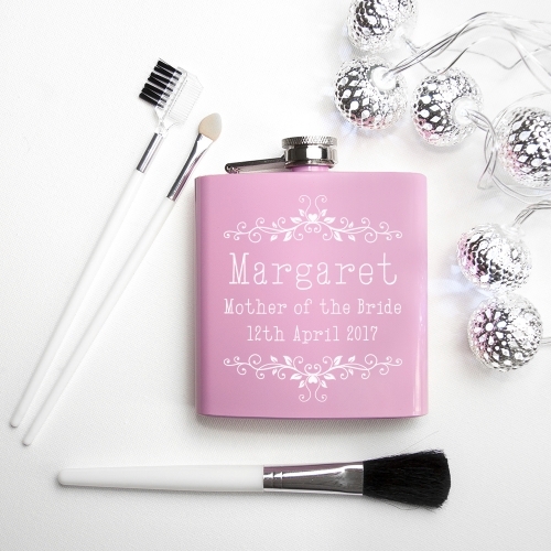 Mother Of The Bride Personalised Black Hip Flask