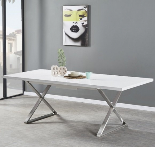 Mayline Extendable Dining Table In High Gloss White