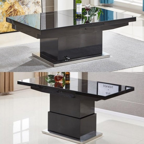 Elgin Extending Glass Coffee In To A Dining Table In Black Gloss