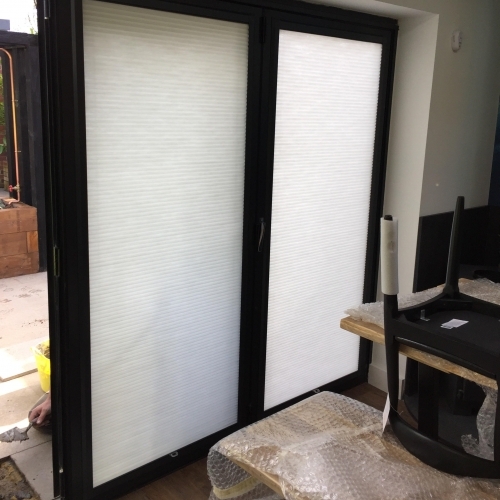 Perfect Fit Pleated Blinds Fitted to a Bi-folding door