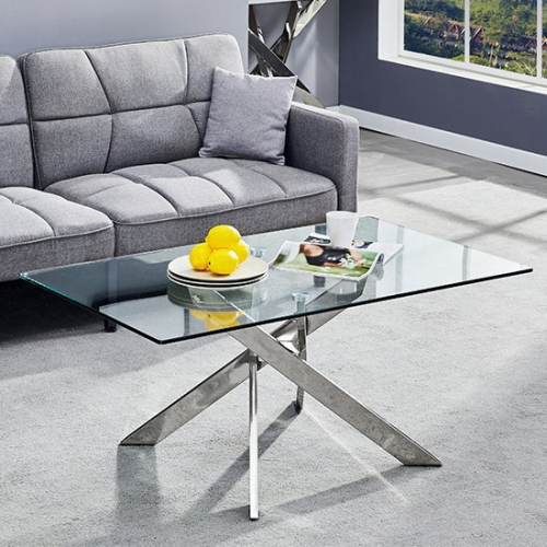 Daytona Glass Coffee Table Rectangular In Clear With Chrome Legs