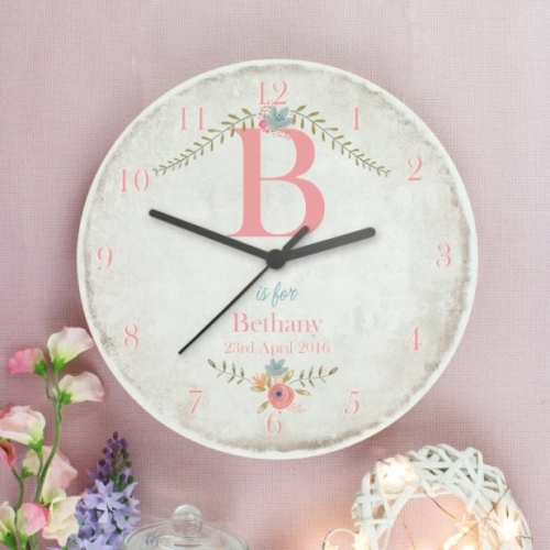 Personalised shabby chic large wooden clock