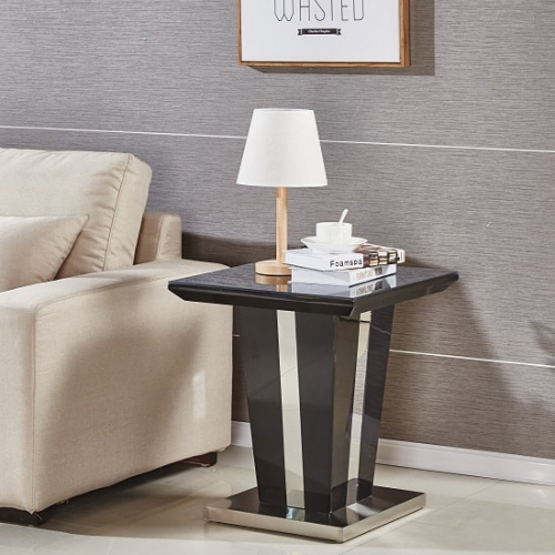 Memphis Lamp Table Square In Black High Gloss With Glass Top